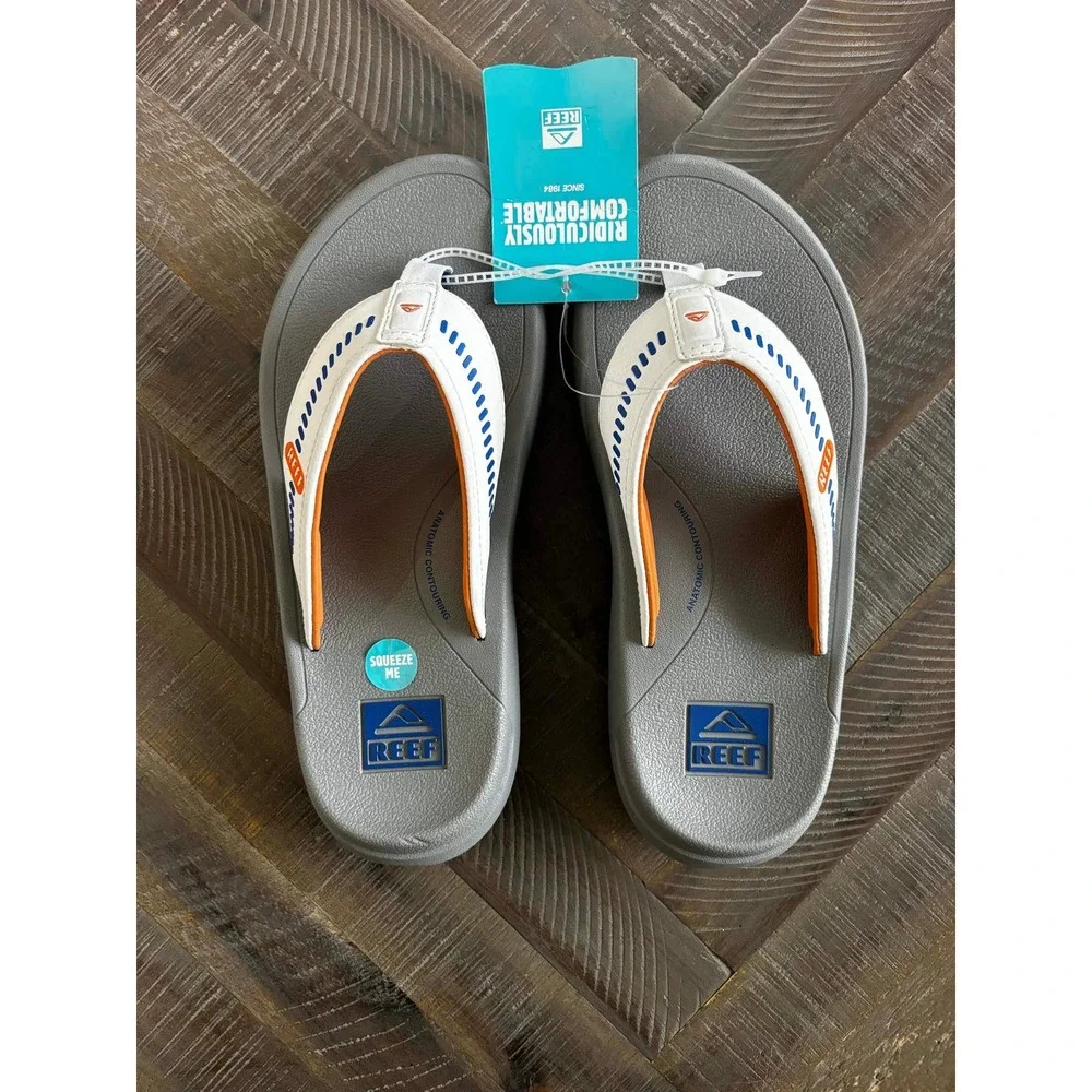 Reef Swellsole Cruiser Mens Sandals Blue White Orange CJ5891 Size 9 Flip Flops